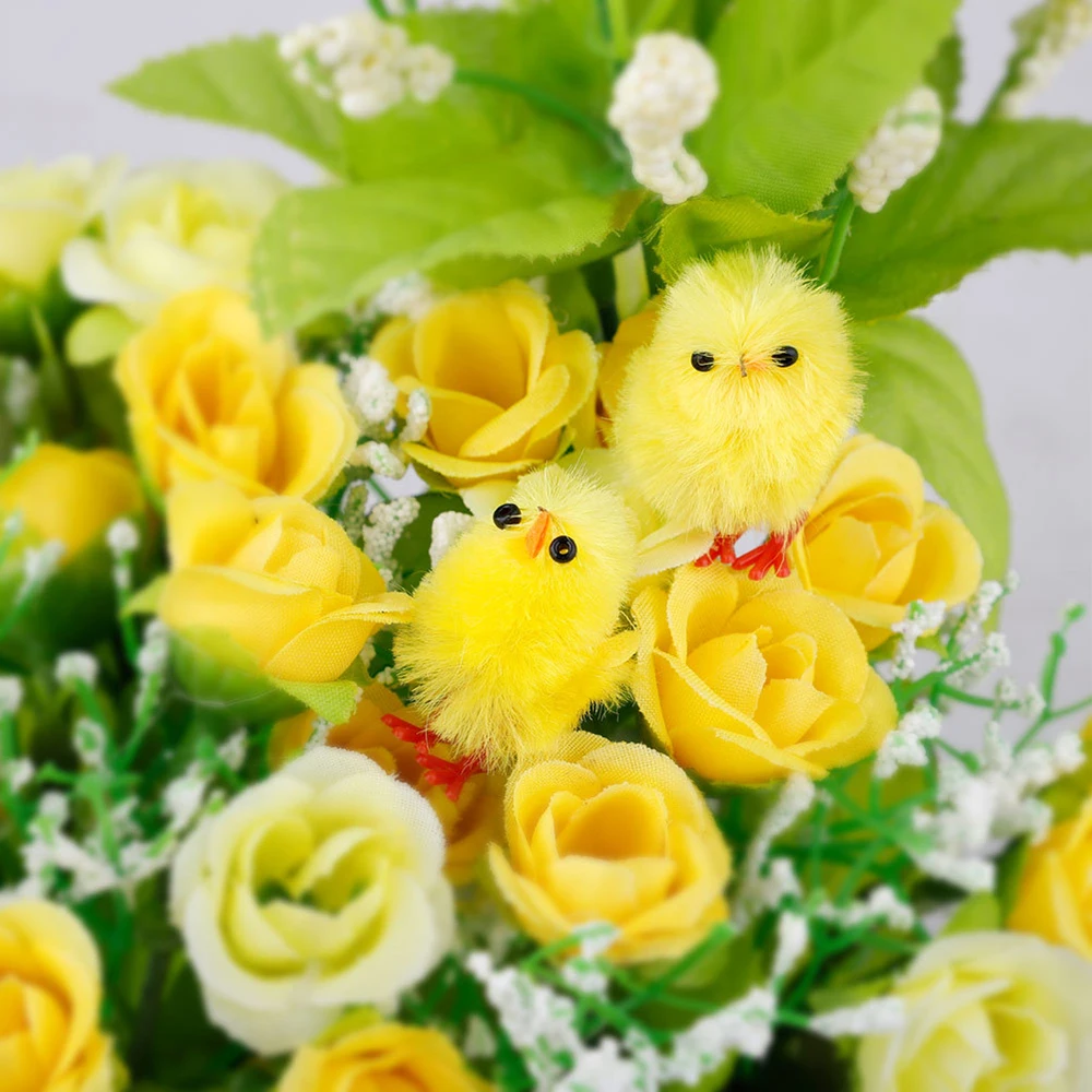 

60PCS Mini Easter Artificial Chicks Yellow Easter Decoration Toy Home Garden Decor Party Gifts for Children