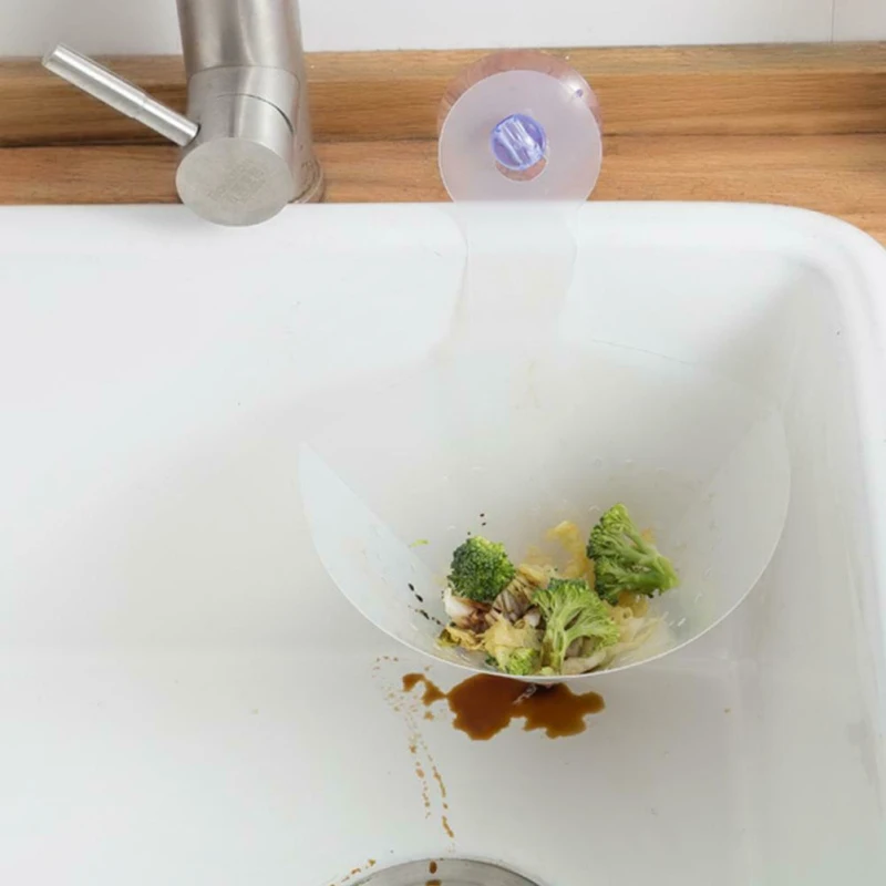 

For Kitchen Filter Self-standing Foldable Sink Stopper Wall Sucker Sundries Storage Drain Basket Food Waste Trash Filter