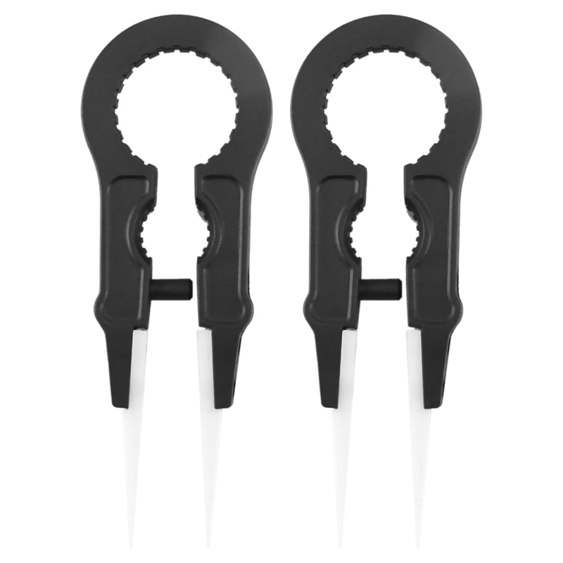 

2X Heat Resistant DIY Multifunctional Screwdriver Pointed Tip Ceramic Tweezers Stainless Steel Handle