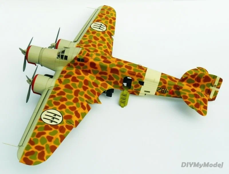 DIYMyModeI-rompecabezas italiano de sparrow hawk, modelo de papel de bombardero mediano, bricolaje, artesanal, hecho a mano juguete, accesorios de pel&iacute;cula, sm.79-0