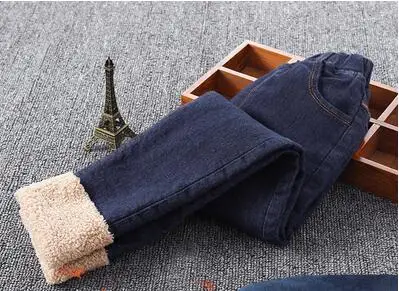 F622 fleece jeans Коллекция года, зимняя детская одежда джинсы для девочек повседневные узкие джинсы из плотного флиса для маленьких девочек, джинсы для крупных детей, длинные штаны - Цвет: F622 fleece jeans