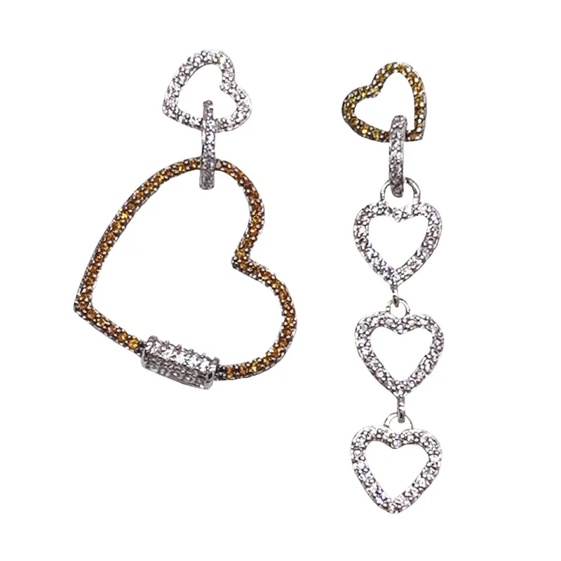 

European and American personality asymmetric peach heart earrings, a bunch of large and small love heart-shaped earrings, fashio