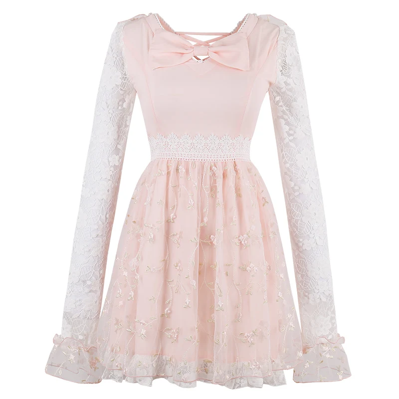 Женская одежда яркого дождя тонкое кружевное платье с рукавом-бабочкой