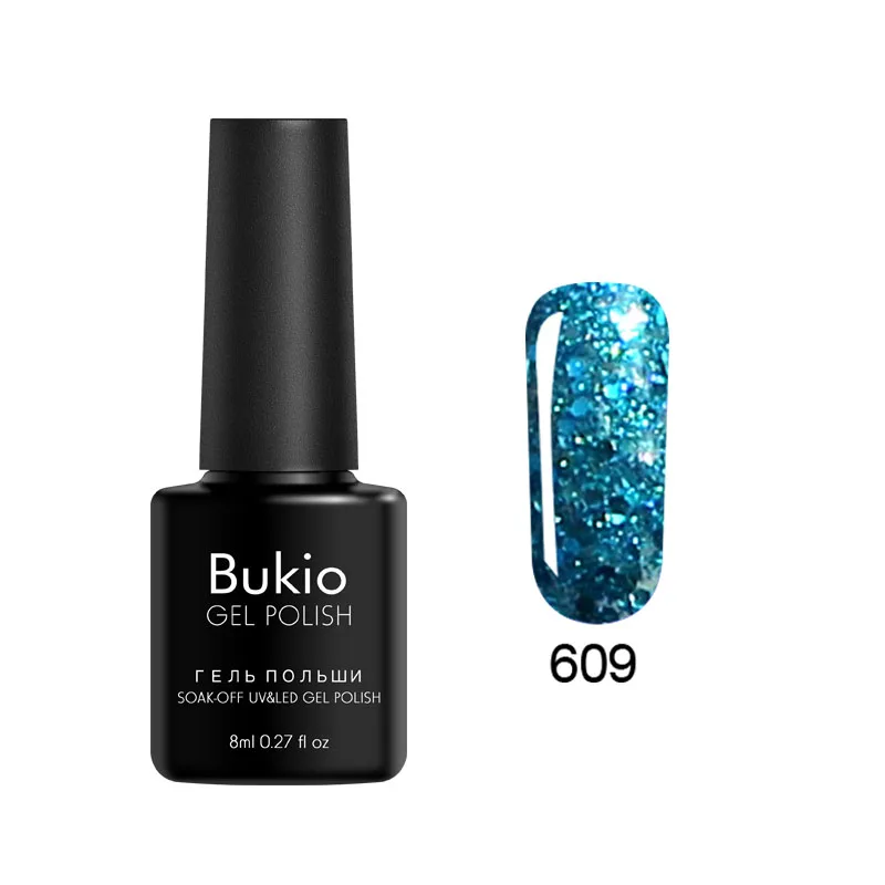 609 Bukio великолепный блестящий гель УФ-лак для ногтей синий ослепительный Алмазный Фиолетовый лак Полупостоянный Блестящий Гибридный лак из розового золота - Цвет: 609