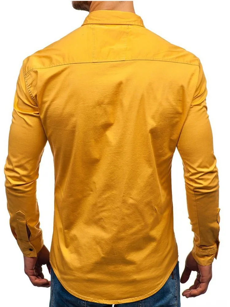 High Quality Men Shirt 2019 Brand Fashion Casual Slim Geometric Print Long Sleeve Business Social White Top Clothes | Мужская одежда