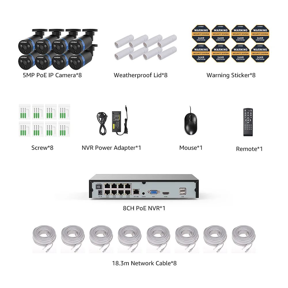 8CH NVR and 8 Camera H. VIEW 8ch 400W CCTV камера системы PoE H.265 CCTV камера системы 4mp комплект видеонаблюдения PoE 48V комплект видеонаблюдения Full HD - Цвет: 8CH NVR and 8 Camera