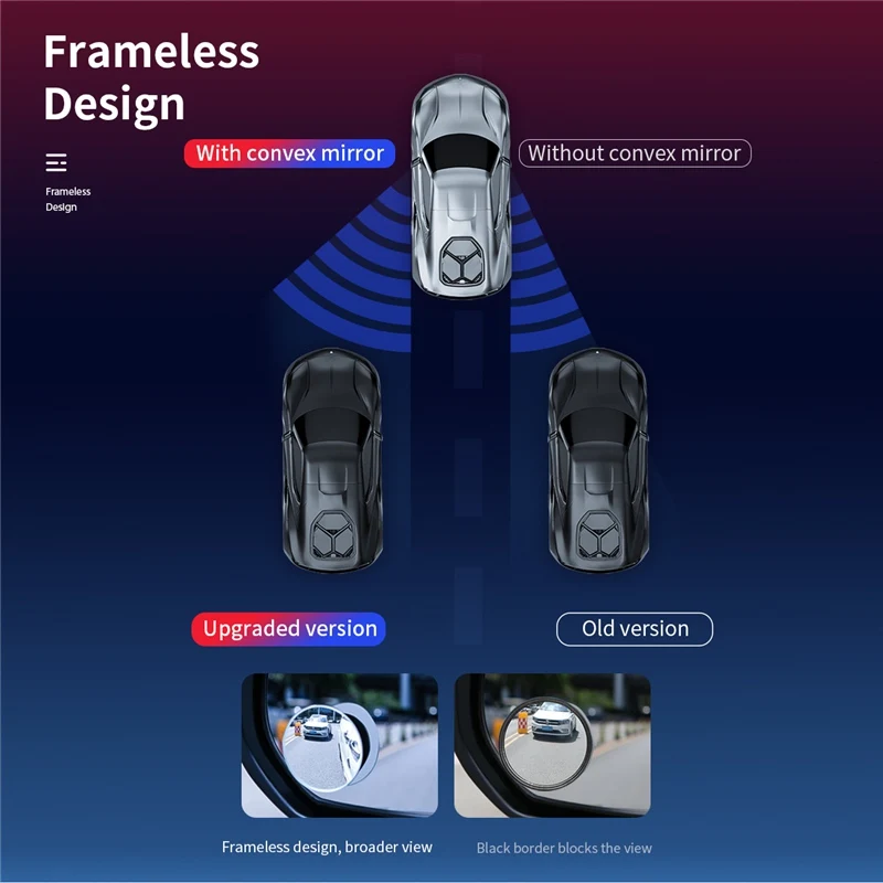 Рок бескаркасное выпуклое зеркало заднего вида автомобиля регулируемое HD слепое