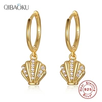 s925 sterling silver hoop earrings shell shape zircon gold earrings for women circle cute butterfly animal ear jewelry earrings