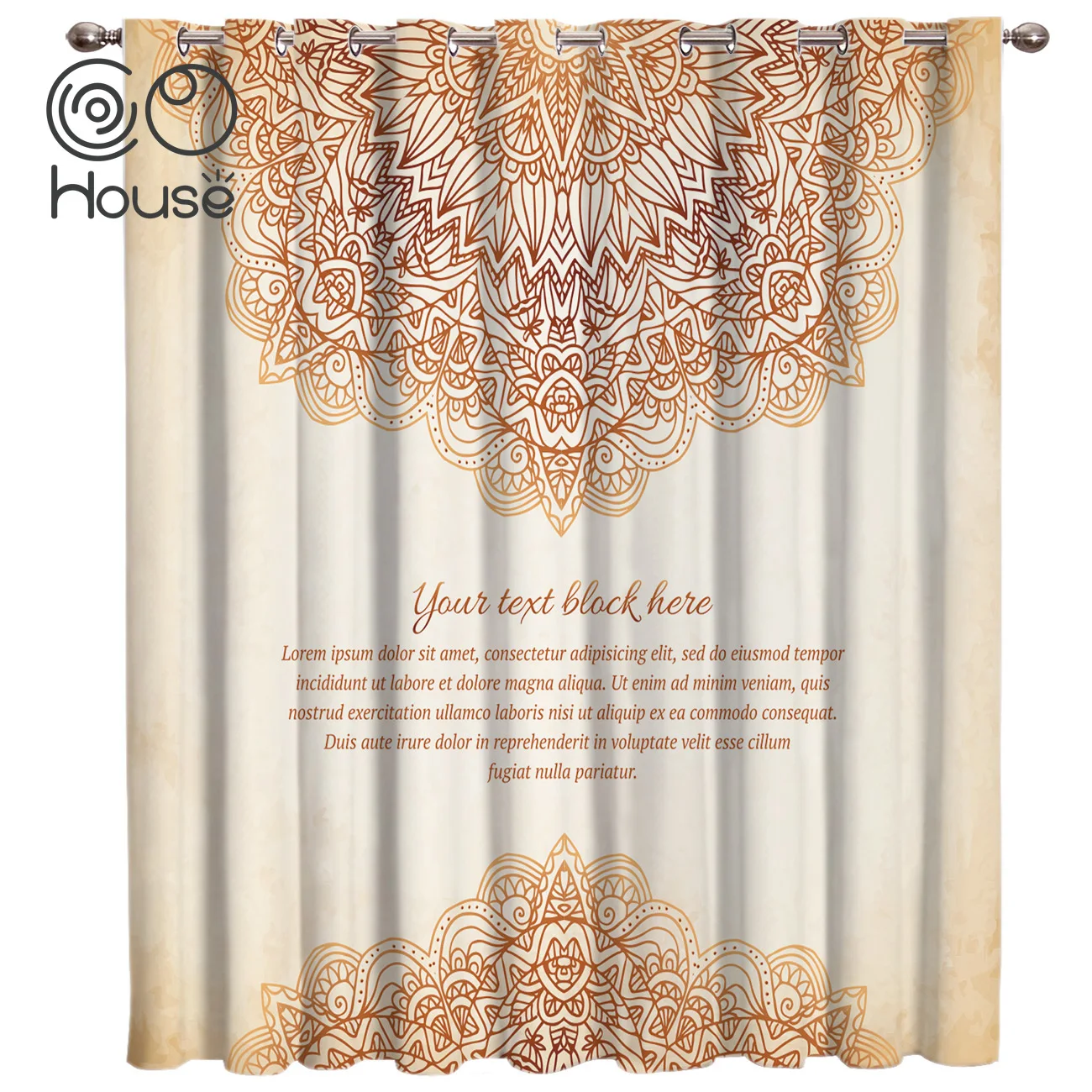 Шторы Datura с мандалой бежевые роскошные занавески для окон балдахин ткань ванной