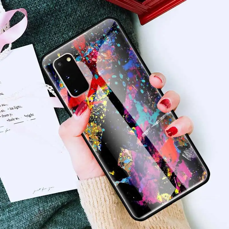 

Simple Art Geometry Glass Phone Case for Samsung Galaxy S20 FE S10 Plus S10E S9 S8 for Note 8 9 10 Lite 20 Cover Back Coque Capa