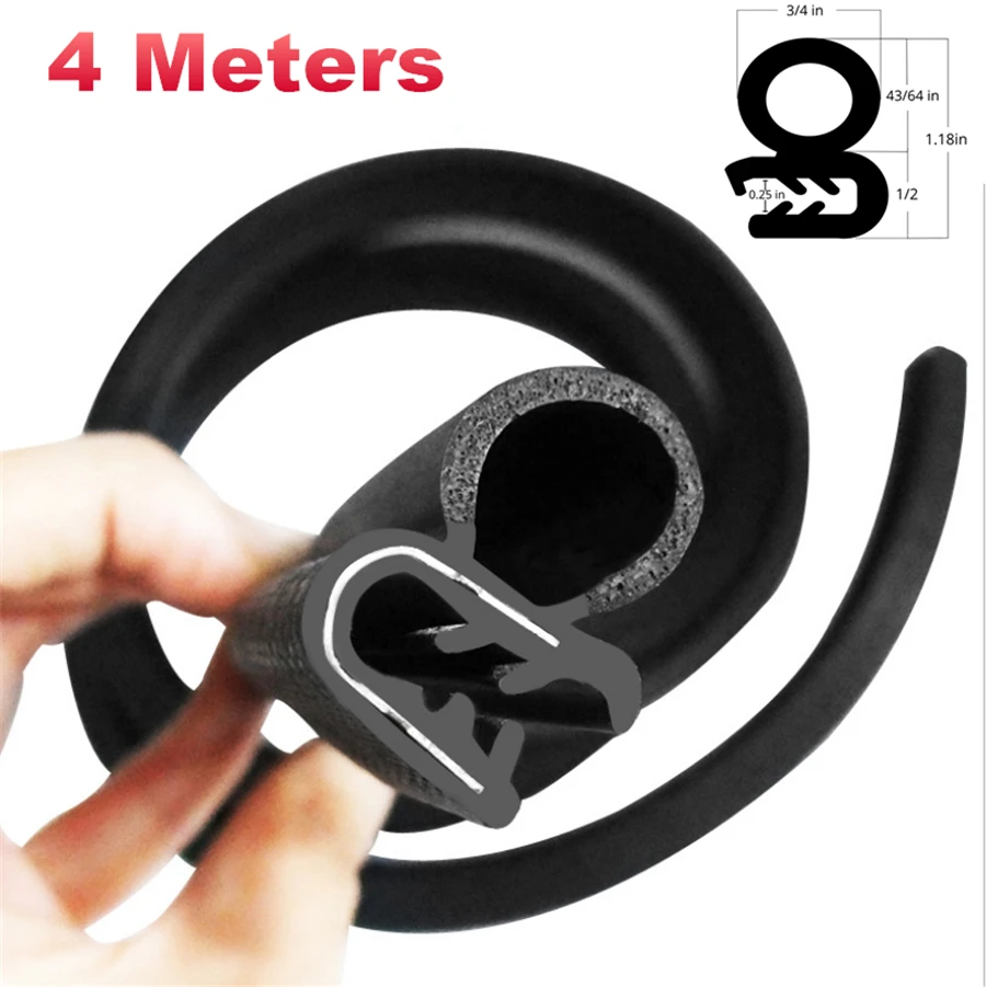 

4M Rubber Car Door Seal Protector Weather Stripping Edge Decorate Waterproof