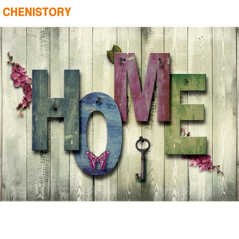 CHENISTORY рамка "домой" Сделай сам Краски ing по номерам DIY Краски по номерам Wall Art Картина Раскраска по номерам для домашнего декора 60x75 см