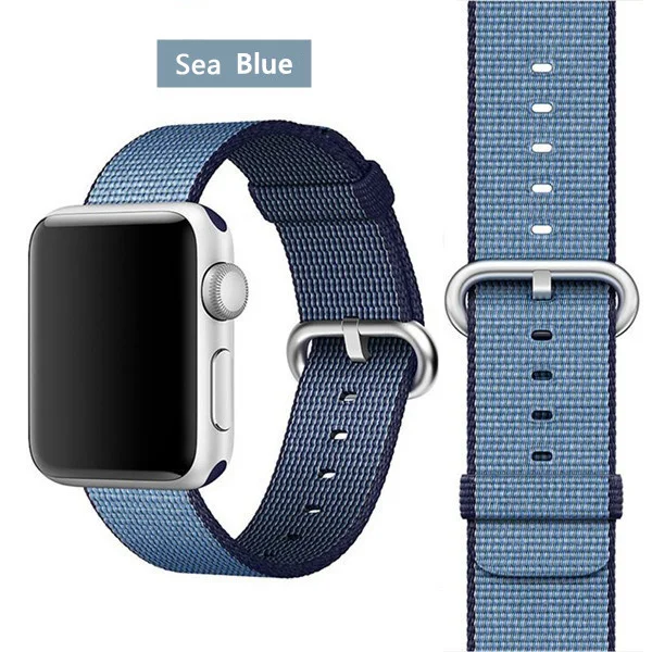 Sea Blue 10 Ремешок EIMO Nato для apple watch, ремешок 44 мм, 40 мм, apple watch 5, 4, 3, 2, iwatch, ремешок 42 мм, 38 мм, плетеный нейлоновый браслет correa, ремешок для часов - Цвет ремешка: Sea Blue 10
