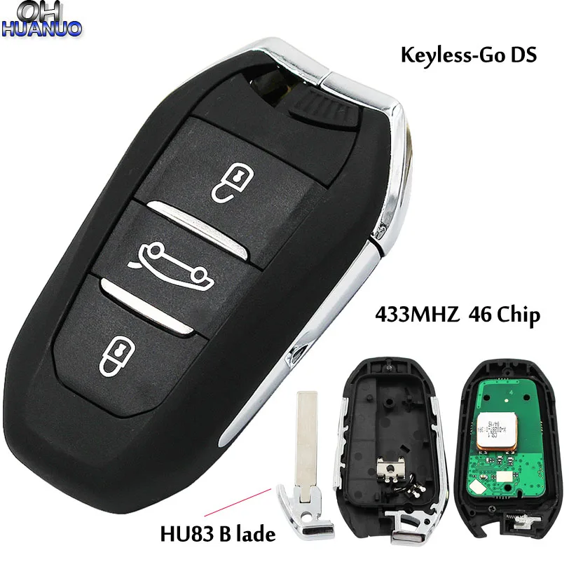 Умный пульт дистанционного управления KYDZ DS с 3 кнопками чип FSK433MHz ID46 для Peugeot 508/для