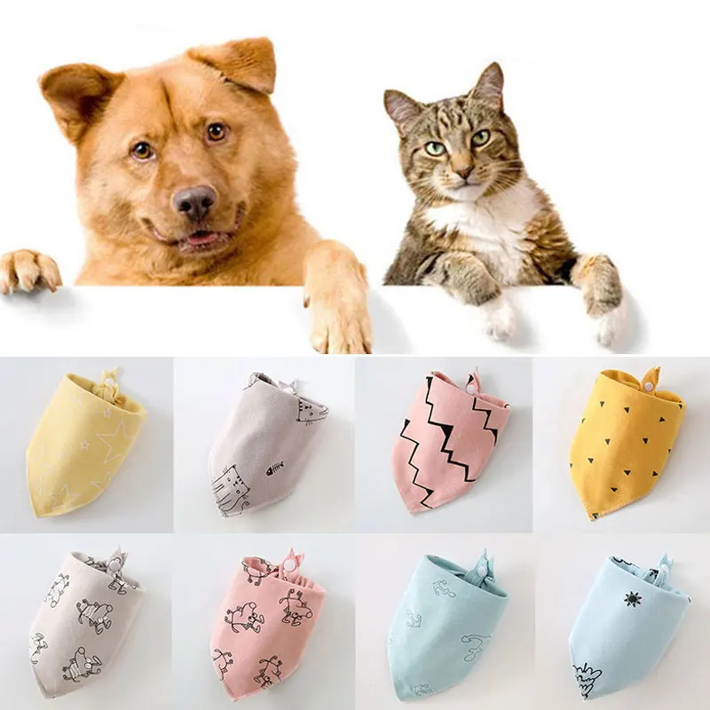

Thick Triangle Scarf Pet Saliva Towel Cotton Triangle Scarf Cartoon Printed Triangle Scarf Breathable Pet Double Triangle Scarf
