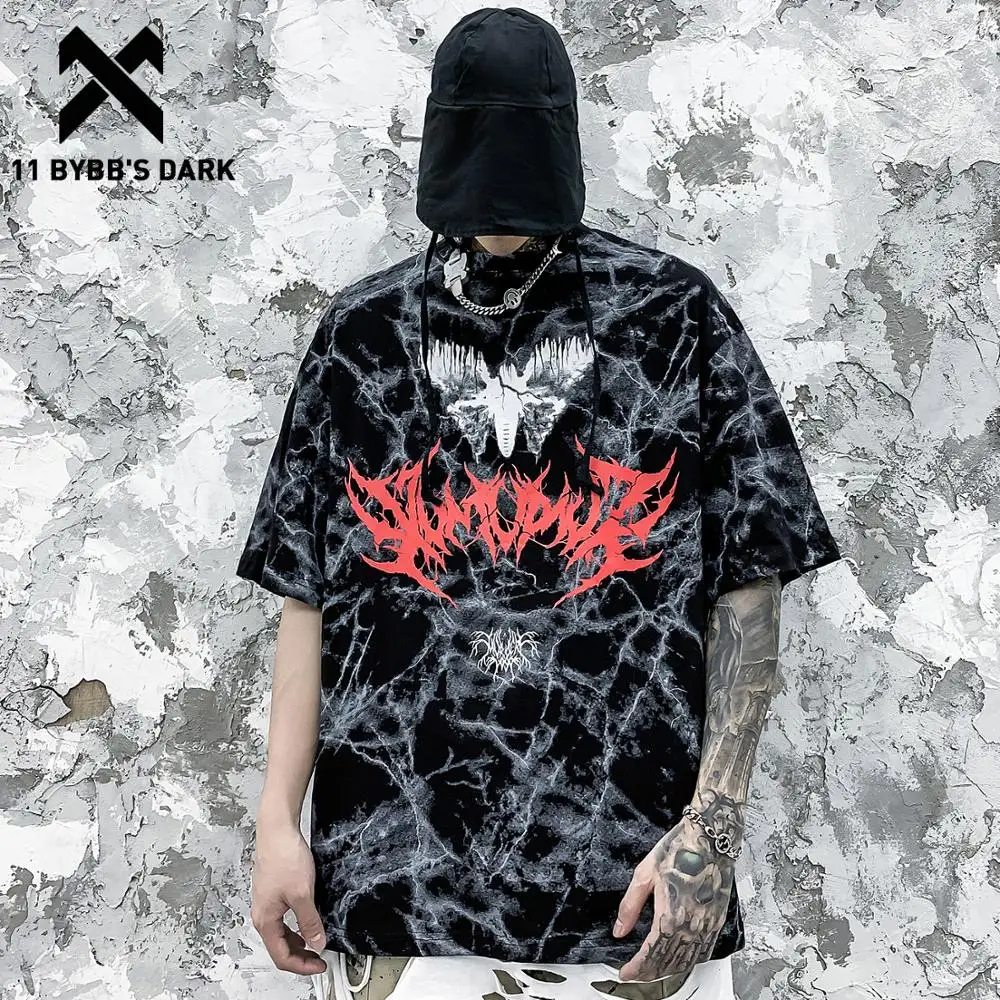11 byb's DARK хип хоп граффити Tie Dying Мужская Футболка Harajuku 2020 Streetwear скейтборд топы