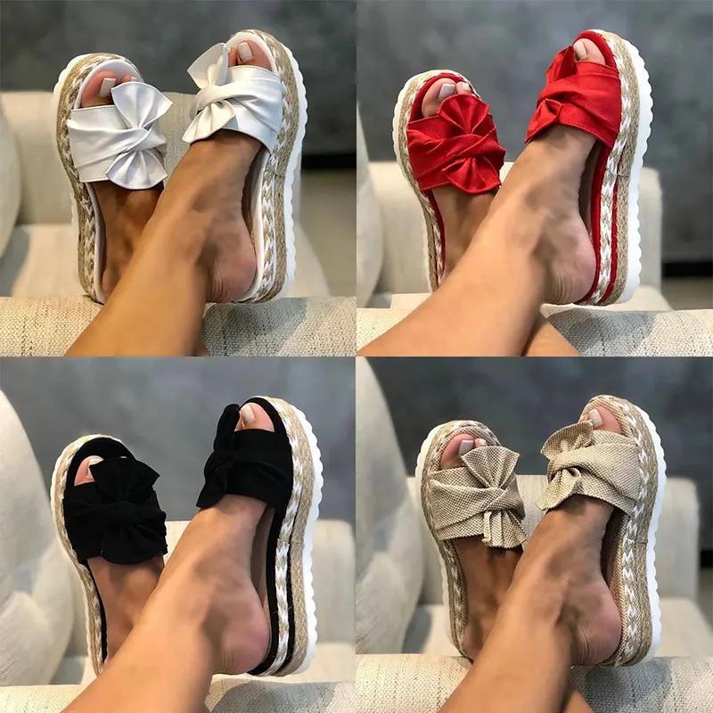 Женские шлепанцы с бантом Модель 2020 года Сезон лето Повседневные пляжные