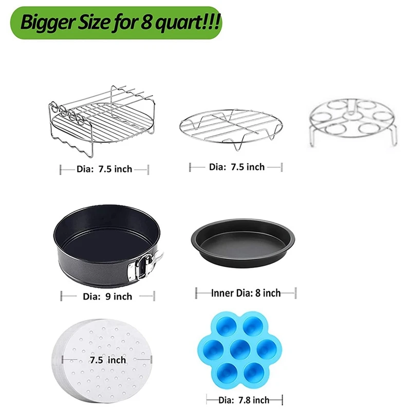 

Air Fryer Pressure Cooker Accessories Compatible for Ninja Foodi 8 Qt - Including Springform Pan, Pizza Pan