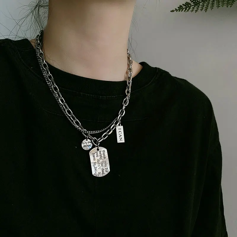 

Fashion hip-hop double layer necklace female titanium steel butterfly clavicle chain necklace hot sale