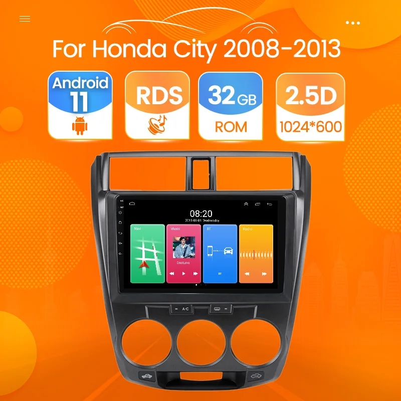 Android 10 1 для HONDA CITY 2008 2013 Автомобильный мультимедийный стерео DVD плеер навигация GPS