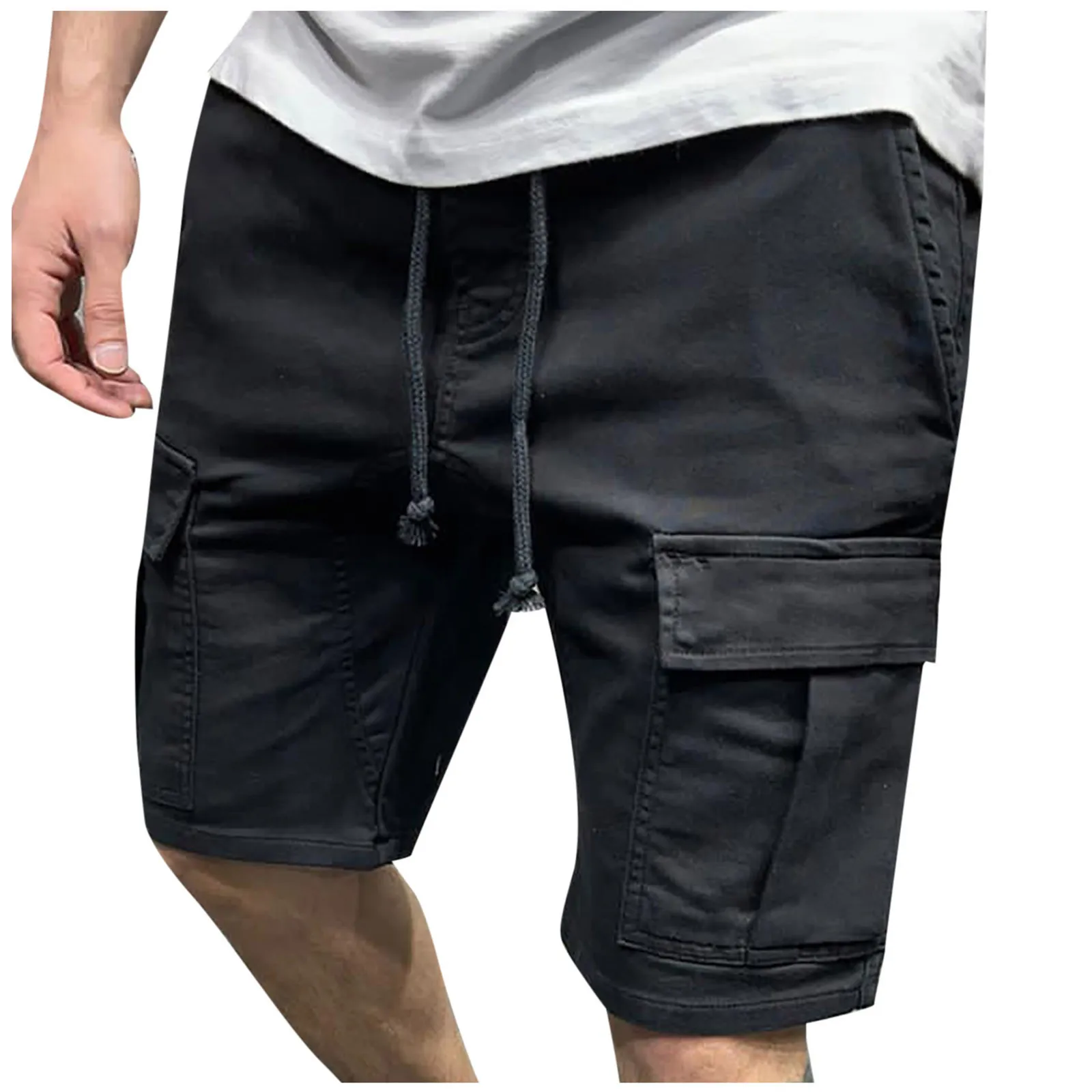 

Men'S Shorts Summer New Fashion Polyester Multi-Pocket Overalls Casual Solid Color Shorts Biker Shorts F4
