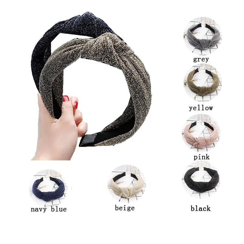 Обруч для волос с блестками Женский сетчатый ободок перехлёстом модный