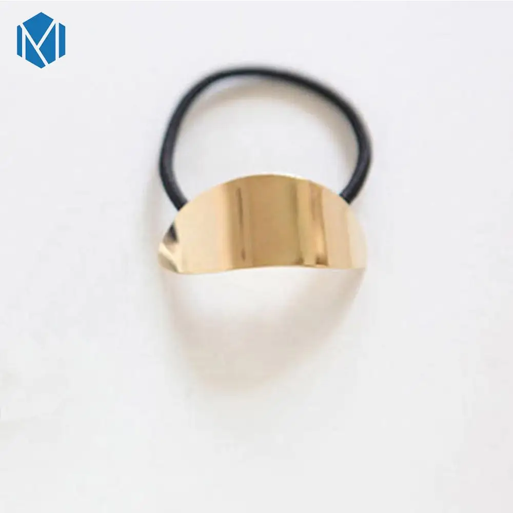 gold round Женские металлические Галстуки для волос с листьями, конский хвост, держатель, винтажные аксессуары для волос, яркие блестящие листья из сплава, эластичные резинки, веревочное кольцо - Цвет: gold round