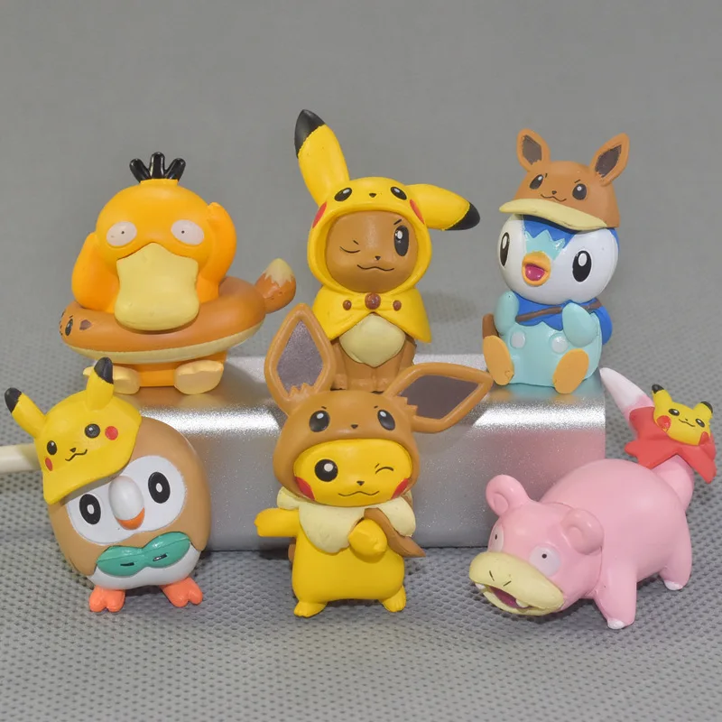 

6pcs POKEMON Pikachu Action Figure Psyduck Eevee PokÃ© Toy Transform series Pocket Monster Model Toy For Kids Gift TAKARA TOMY