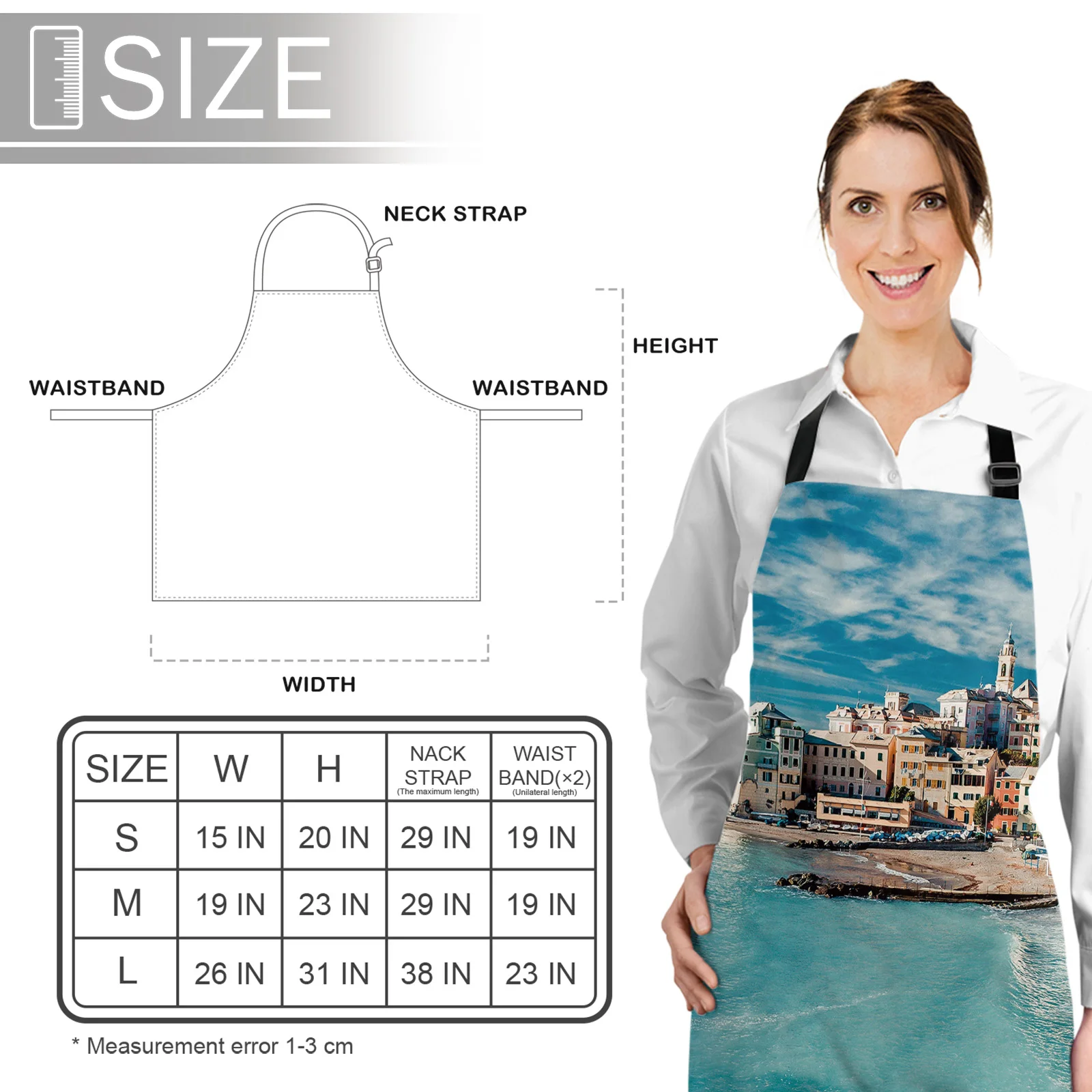 

Fishing Village Printed Kitchen Cooking Baking Aprons Canvas Sleeveless For Women Man Kids Home Delantal Cocina