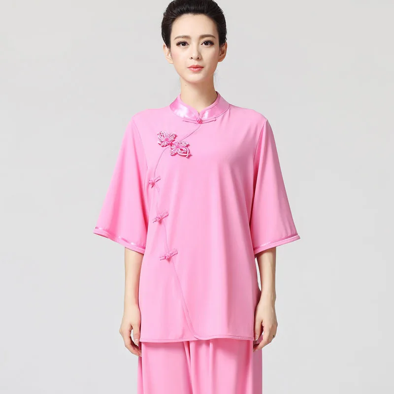

Woman Oblique lapel Short Sleeves Tai Chi Suit Kung Fu Performance Clothing Wushu Clothing Martial Art Uniforms