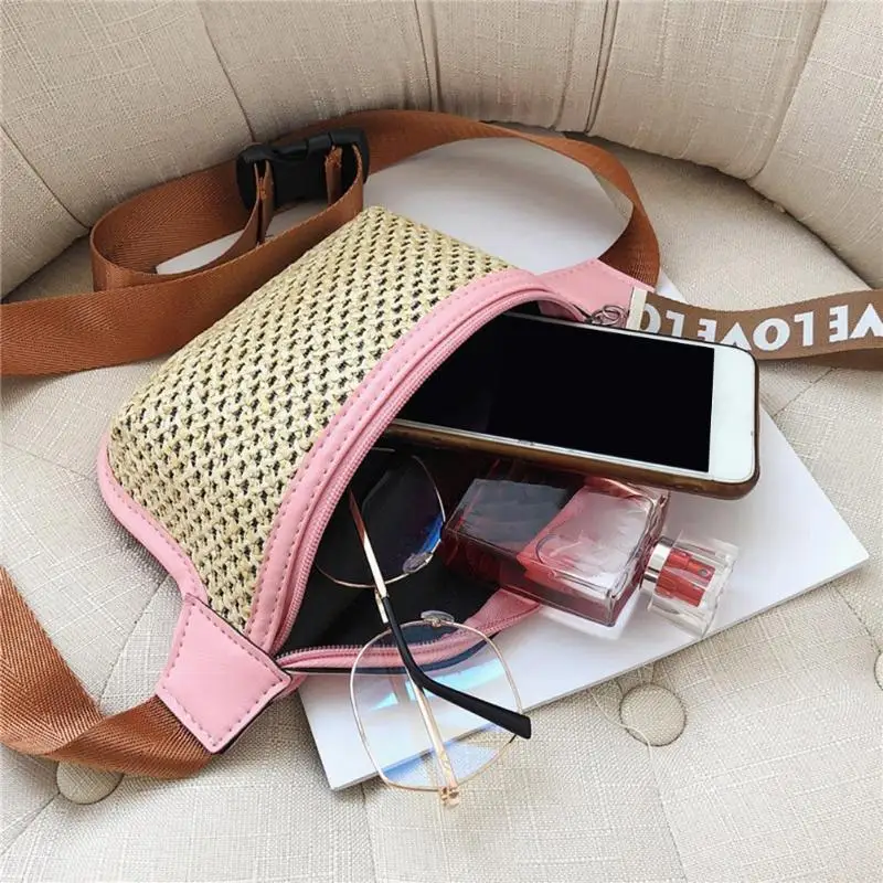 

Summer Bohemian Design Beach Straw Weave Waist Fanny Packs Women's Belt Waist Bag Pure Pouch Zipper Chest Bag #15