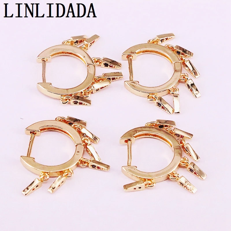 5Pairs Gold Color Cz Micro Pave Tassel Dangle Earring For Women Girls Fashion Zirconia Party Jewelry | Украшения и аксессуары
