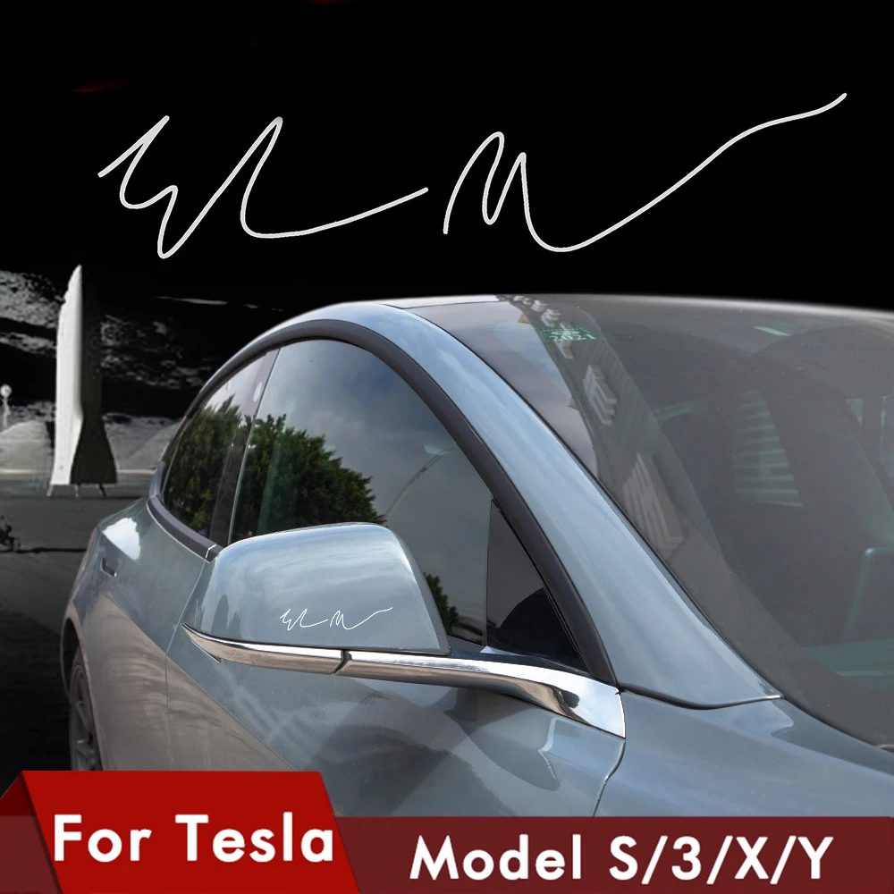 

TEY 2021 Elon Musk Signature Car Sticker For Tesla Model 3 Accessories Creative Auto Stickers Model3 Y X S Automobile Decals