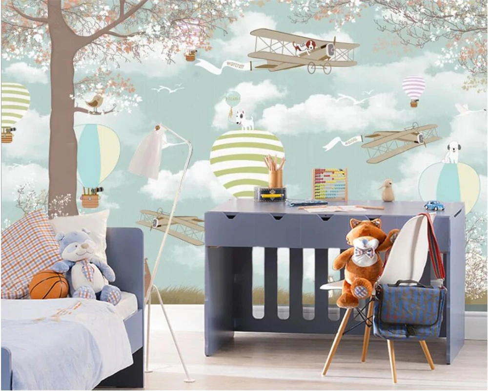 Обои для детей скандинавский горный пик звездное небо лес дети современный фон