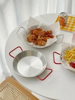 ins style stainless steel net red spanish seafood rice pot household fried chicken pasta double ear pan