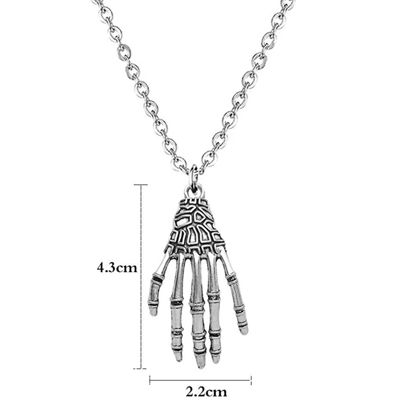 

1pcs Halloween Jewelry Collares Vintage Punk Gothic Skull Bone Hand Claw Long Pendant Necklace Earring Women Chains Accessories