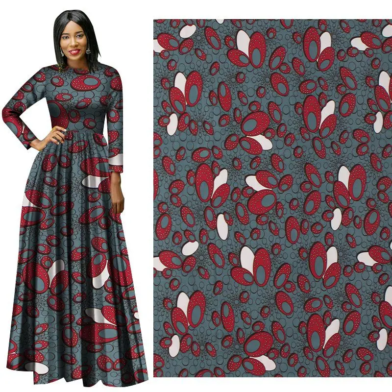 2020 серо красная африканская восковая ткань Новый полностью полиэфирный