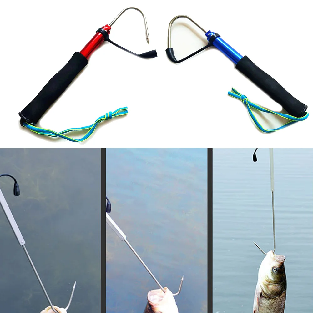 

1Pcs Telescopic Fishing Gaff 60cm 90cm 120cm Stainless Steel Aluminum Spear Hook Tack Sea Fishing Hook Portable Fishing Tool