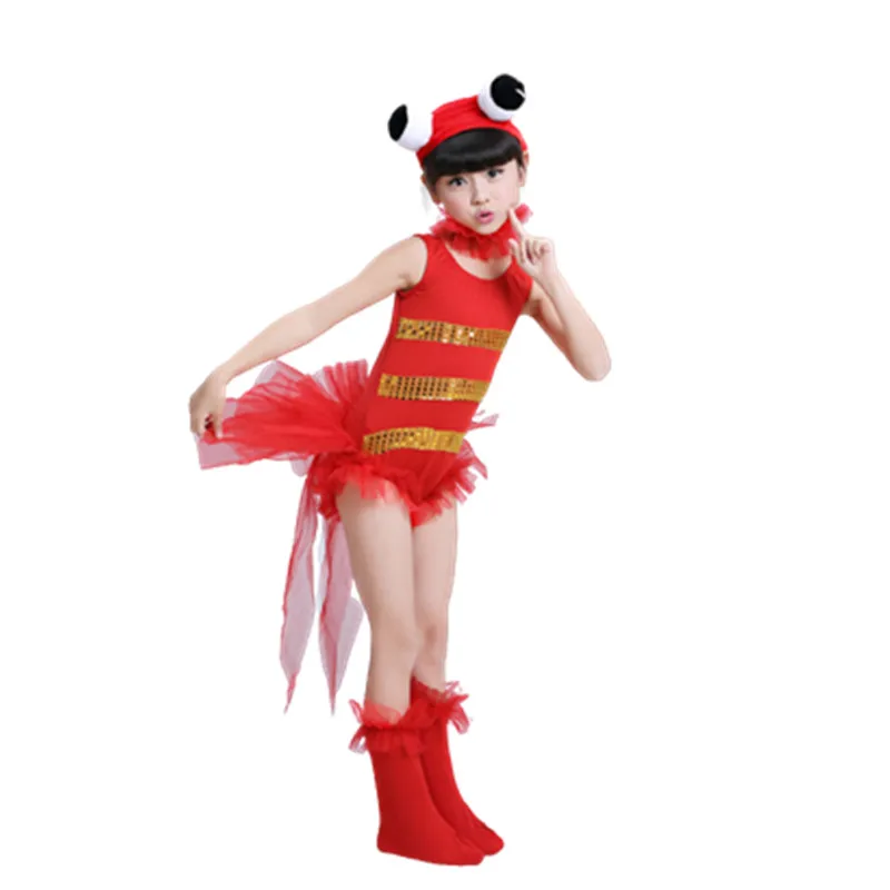 

Red Goldfish Costumes For Gilr Kids Fish Halloween Animal Costume Chinese Celebration Festival New Year Dance Costume