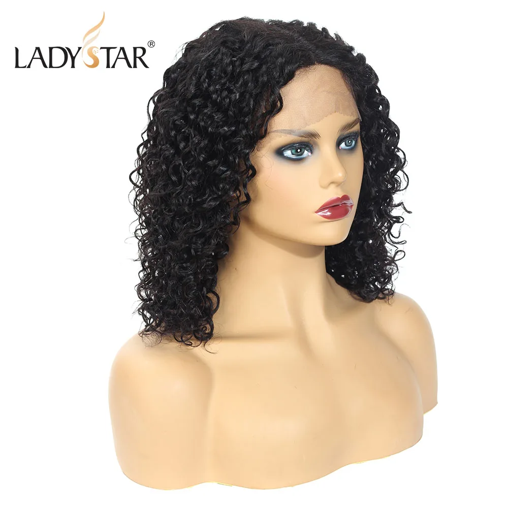 LADYSTAR бразильские 13*2 Т-образные кудрявые человеческие волосы парик предварительно выщипанные с детскими волосами парики для женщин 150 плотность