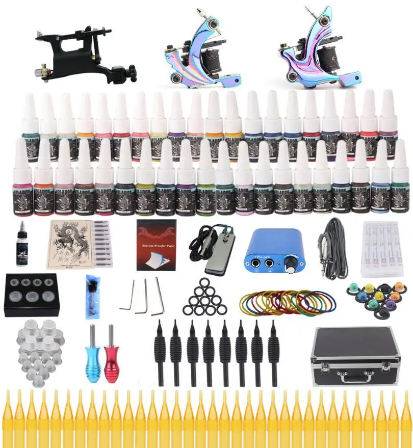 Профессиональный Полный роскошный комплект татуировок машина 3 шт. лайнер +