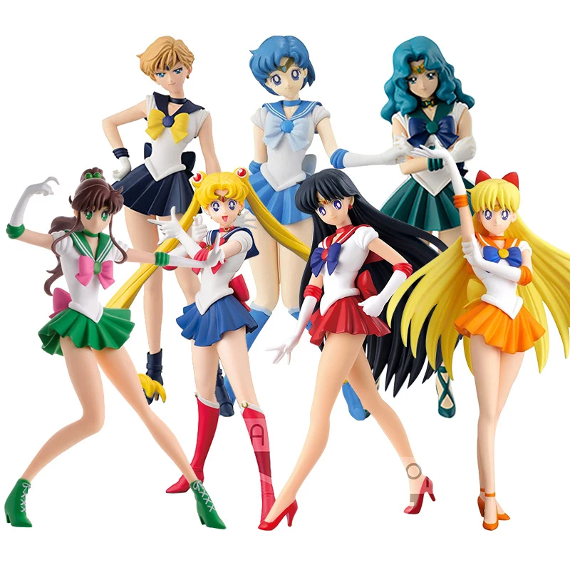 

Bandai Sailor Moon Kino Makoto Hino Rei Japan Anime Figure Collectible Model Toys Desktop Ornament Cartoon Figure Model Toy Gift