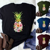 new women fruit pattern letter print fun pineapple short sleeved t shirt want graphic gothic oversized top tees