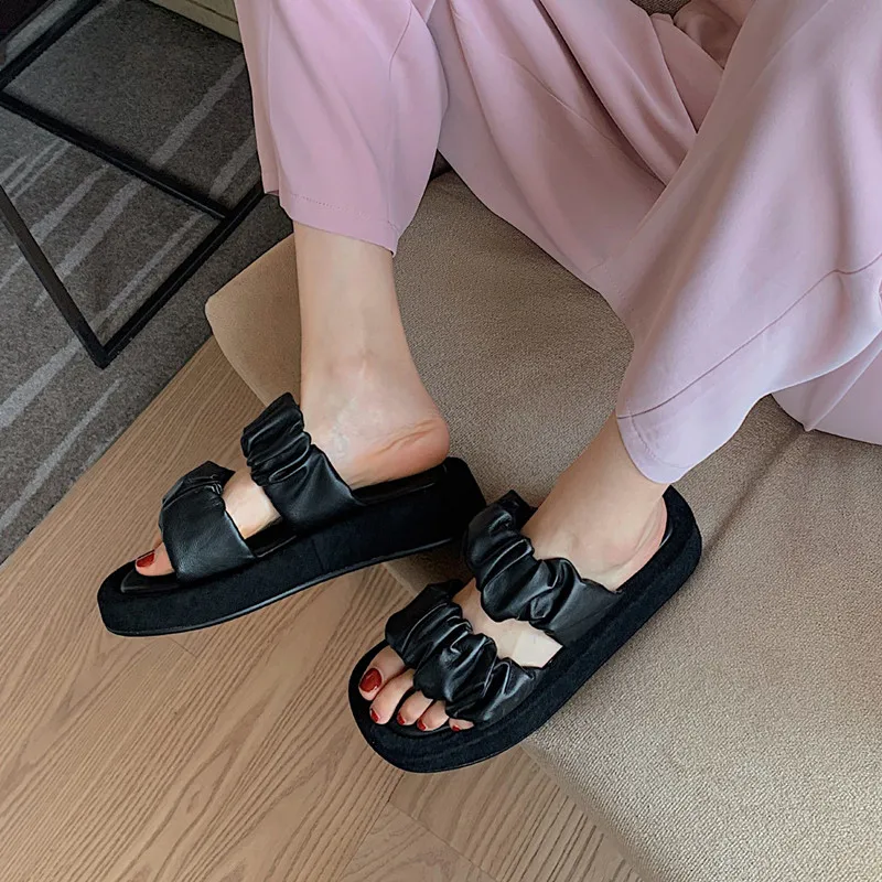 

2021 Fashion Women Flat Shoes Platform Women Slippers Classic Design Summer Newest Casual Basic Shoes Woman black beige apricot