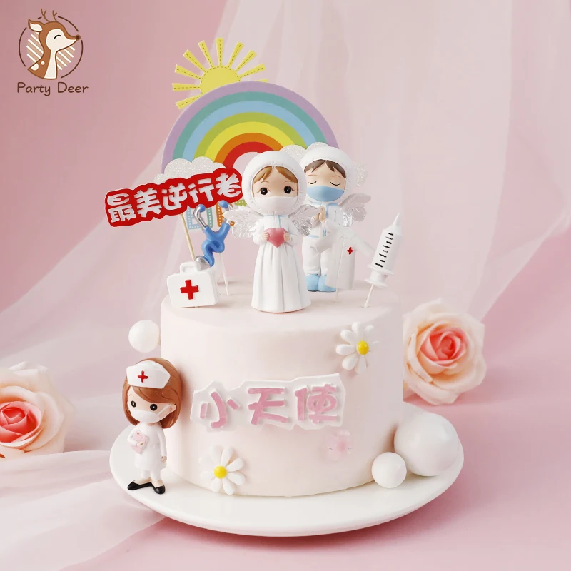 

Angel in White Doctors Nurses Baking Cake Topper for Party Nurse's Day Decoration Dessert Cute Gifts