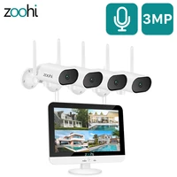 zoohi 3mp hd wifi pantilt camera 13 inch wireless monitor nvr surveillance video system home outdoor security camera system