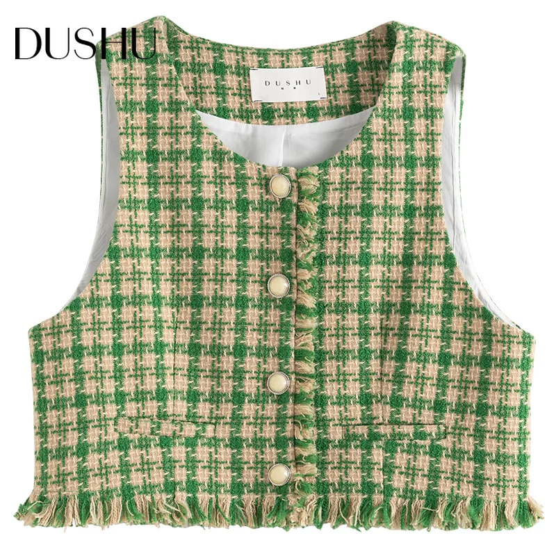 

DUSHU Two piece set plus size long dress Women tweed long elegant plaid dress Autumn winter christmas loose ruffle vintage dress