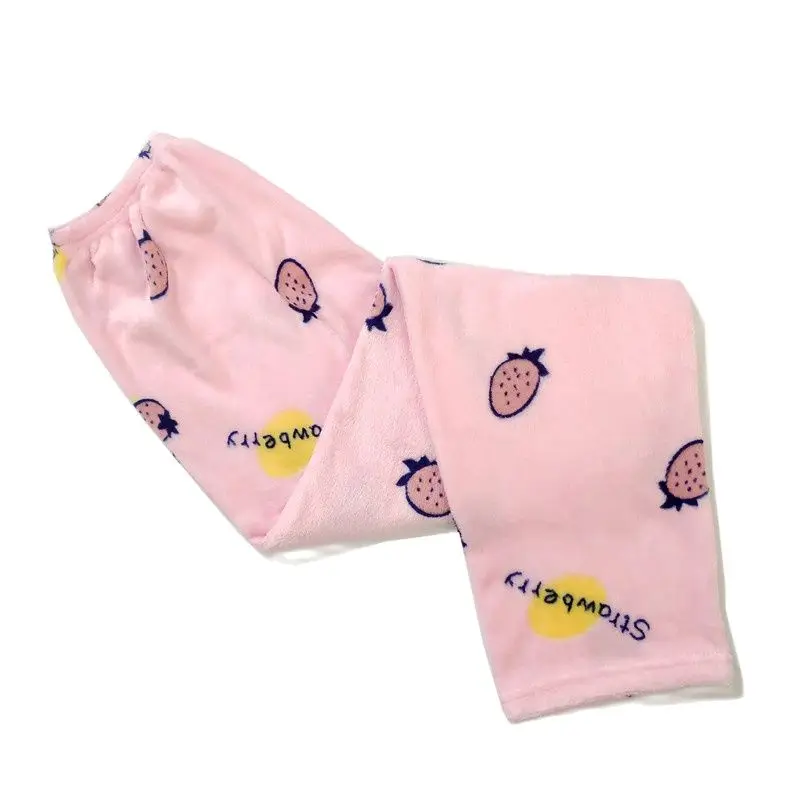 

Winter Women's Plush Pajama Pants Warm Home Pants Loose Comfortable Elastic Waist Cute Cartoon