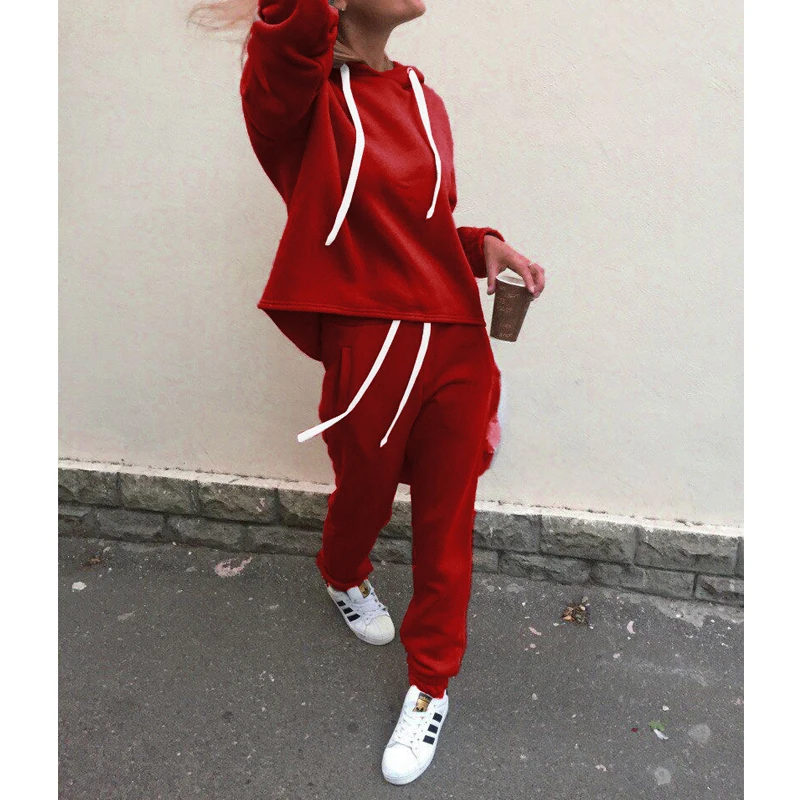 Новый спортивный костюм с капюшоном Осень-зима 2019 г. напечатанным логотипом на