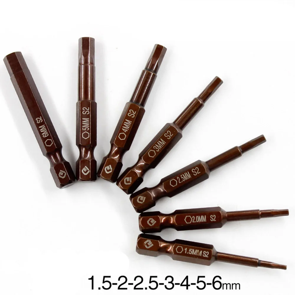 

7Pcs 1.5-6mm Hex Screwdriver Bit S2 Steel Magnetic H1.5 H2 H2. 5 H3 H4 H5 H6